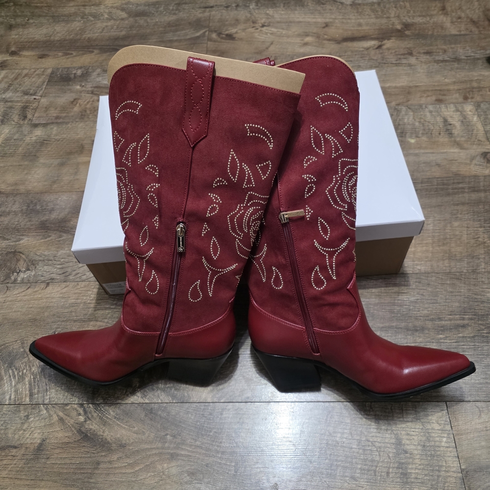 Jessica Simpson Zodra Red Embroidered Western Women's Size 8.5 Wide Boots - Picture 6 of 14